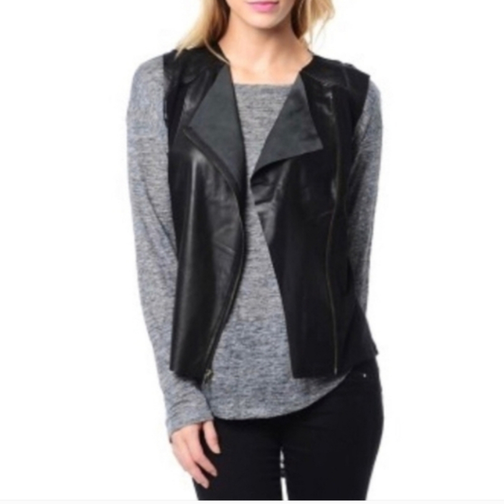 Black Leather Vest Small